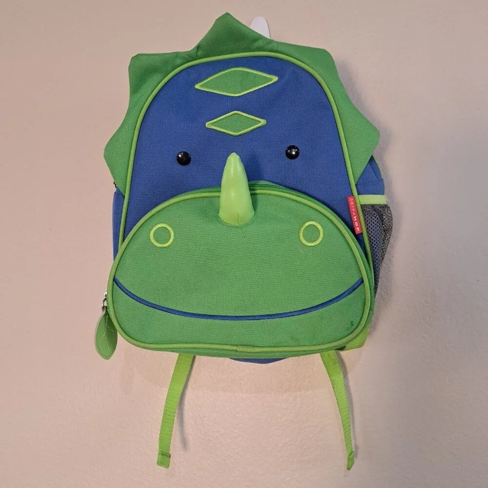 Skip hop Green and Blue Dinosaur backpack adjustable straps Kids